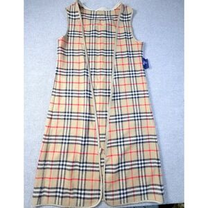Burberrys Vintage Nova Check Wool Zip-In Trench Coat Liner Vest Tan Sleeveless
